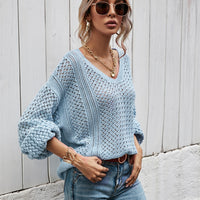 V-Neck Dropped Shoulder Sweater