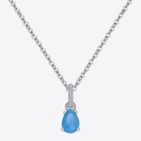 Teardrop Turquoise 4-Prong Pendant Necklace