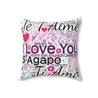 I Love You In Different Languages 2 Polyester Square Pillow