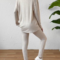 Ribbed Top and Pants Lounge Set