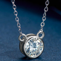 Luna 925 Sterling Silver 1 Carat Moissanite Round Pendant Necklace