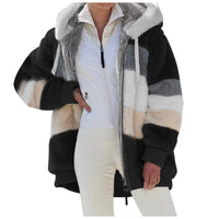 Plush Hugs multi-color hooded coat for women