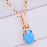 Teardrop Turquoise 4-Prong Pendant Necklace