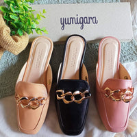 Charlene Loafer Mules with Chunky Chain Accent