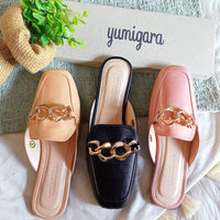 Charlene Loafer Mules with Chunky Chain Accent