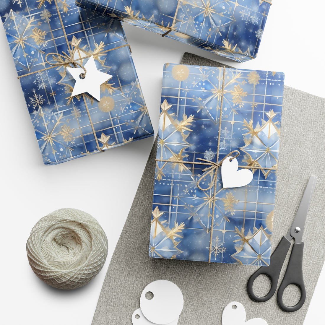 Gold Blue Magical Holiday Gift Wrap Papers