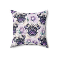 Lilac Pug Spun Polyester Square Pillow