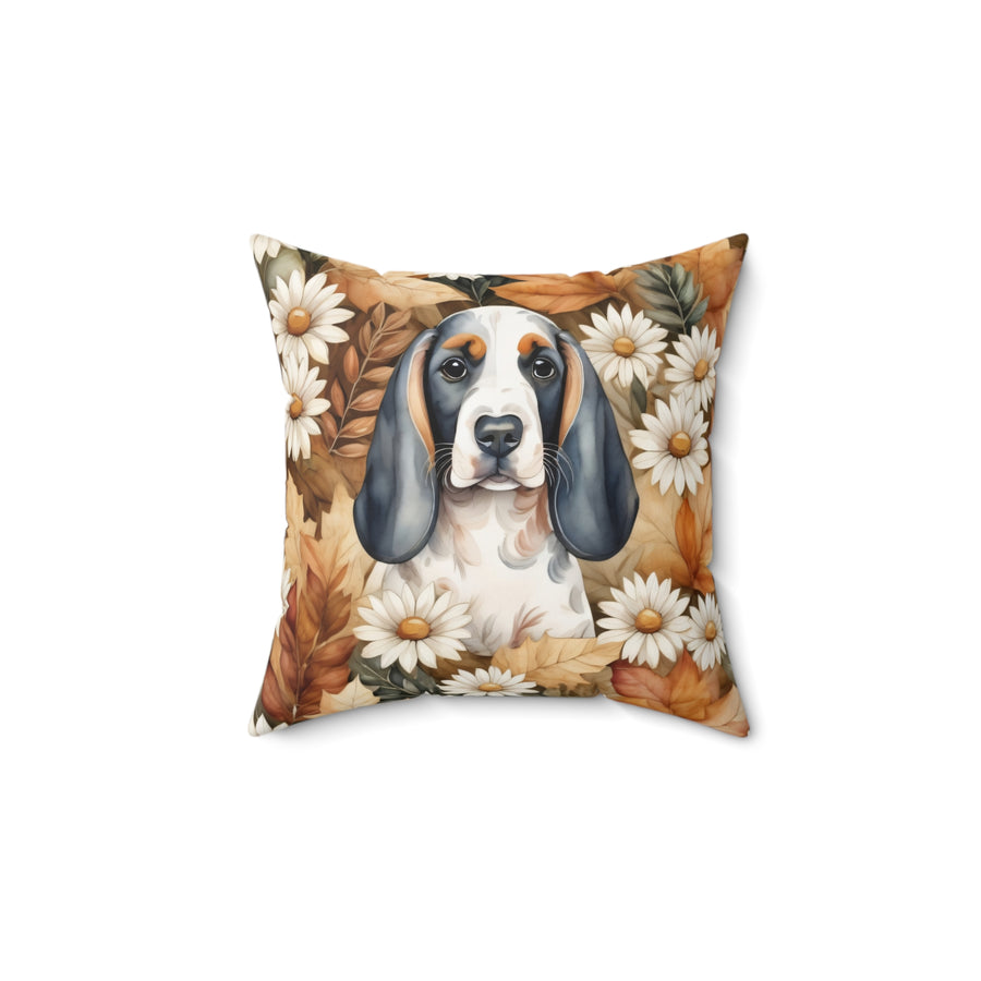 Basset Hound In The Meadow of Autumn Daisies Pillow