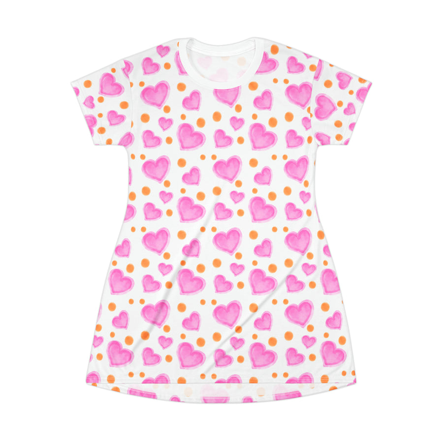 Sweetheart Nightgown T-Shirt Dress (AOP)