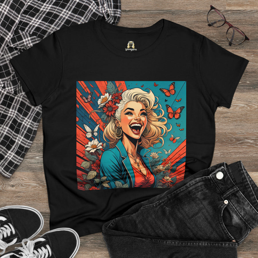 Happiness Laughter and Butterflies Marilyn Women's Midweight Cotton Tee