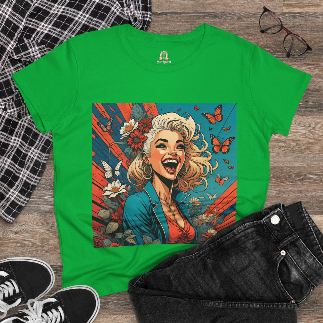 Happiness Laughter and Butterflies Marilyn Women's Midweight Cotton Tee