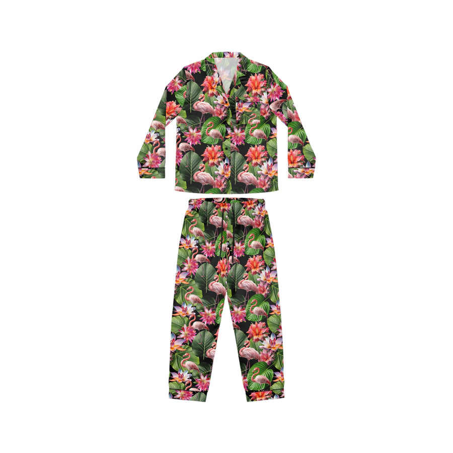 Blushing Flamingo Women's Luxury Satin Pajamas (AOP)