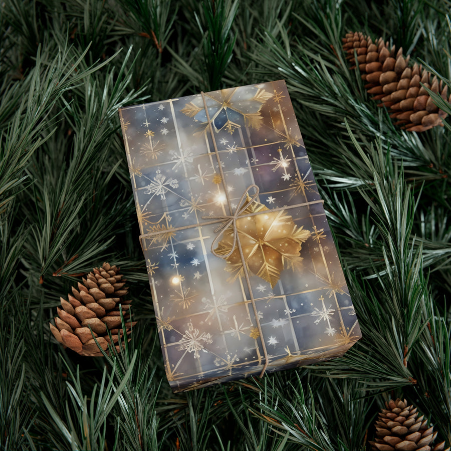 Glamorous Golden Snowflakes Wrap Papers