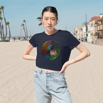 Lotus Blossom: Chakra Seed of Life Women's Flowy Cropped Tee