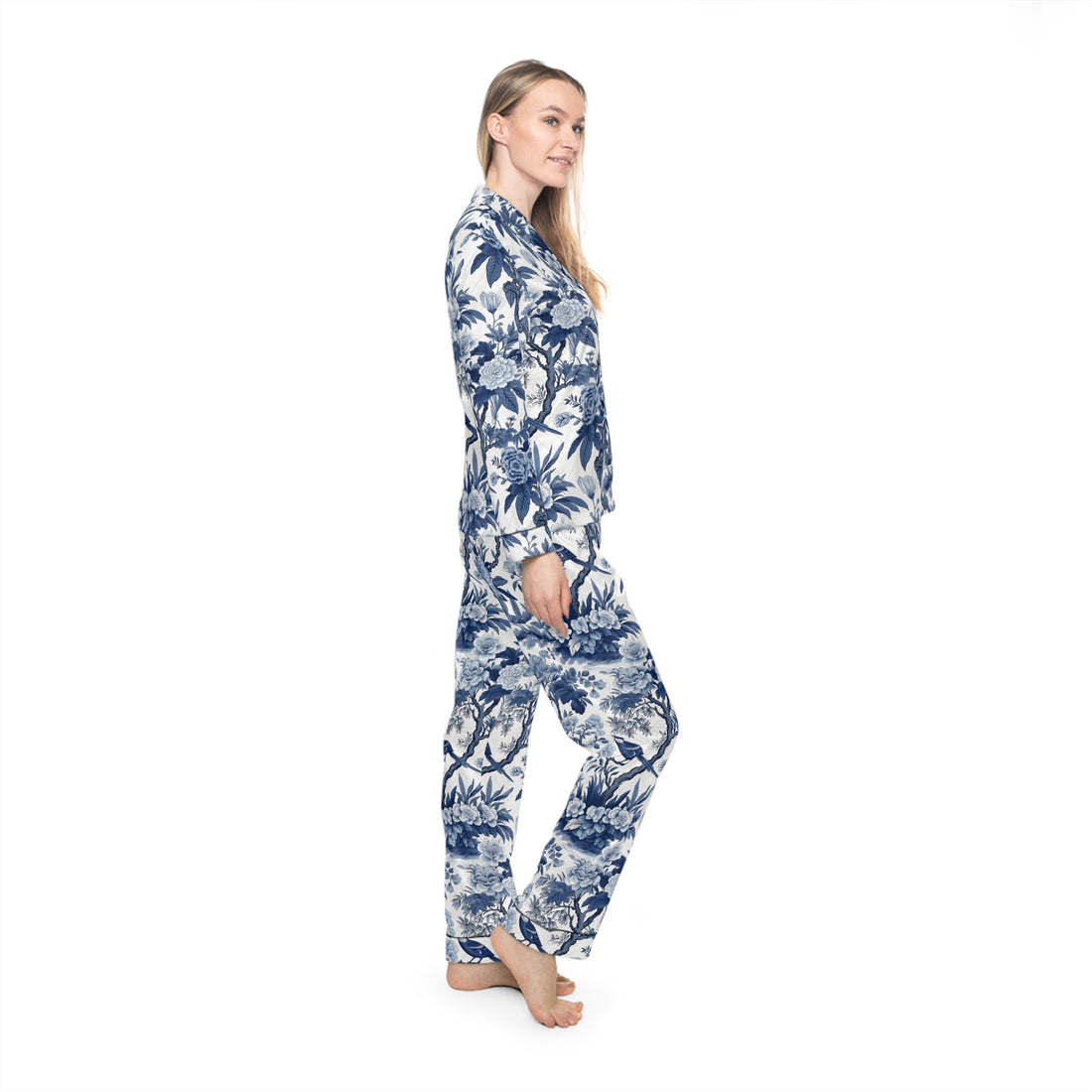 Oriental Flora Women's Luxury Satin Pajamas (AOP)