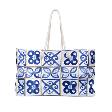 Azulejo Blue Tile Weekender Bag