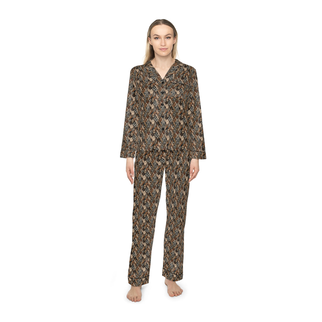 Solid Ground Women's Luxury Satin Pajamas (AOP)