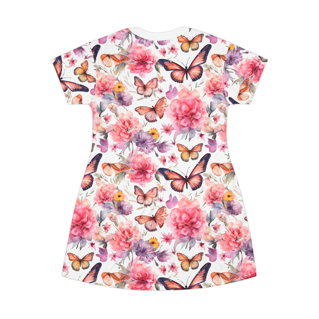 Petals and Flutterby Nightgown T-Shirt Dress (AOP)