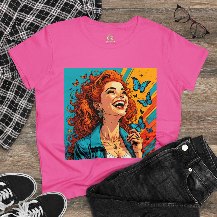 Happiness Laughter and Butterflies Jeanie Women's Midweight Cotton Tee