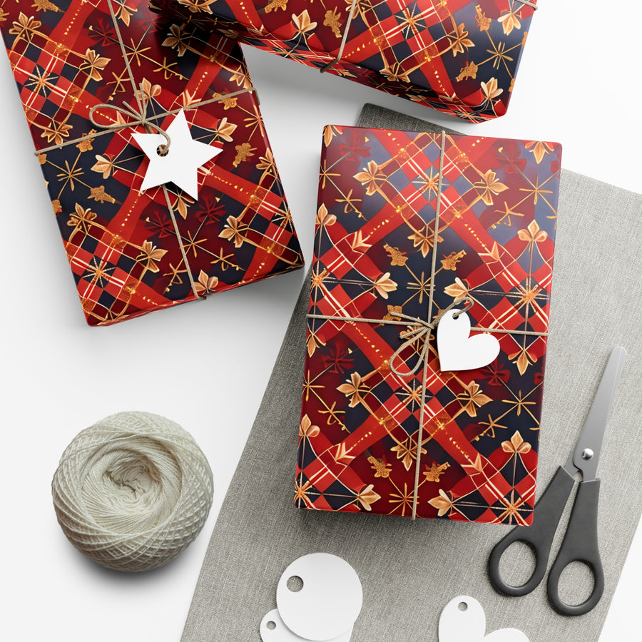 Ethnic Red Gold Gift Wrap Papers