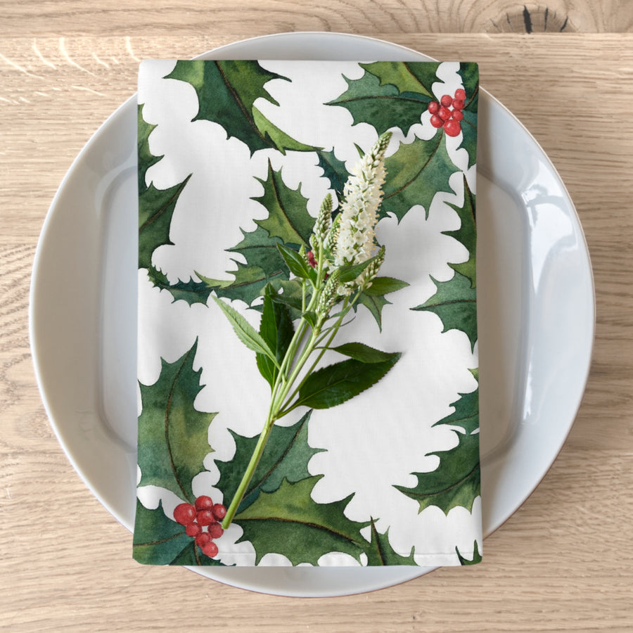 Holly Days Polyester Table Napkins