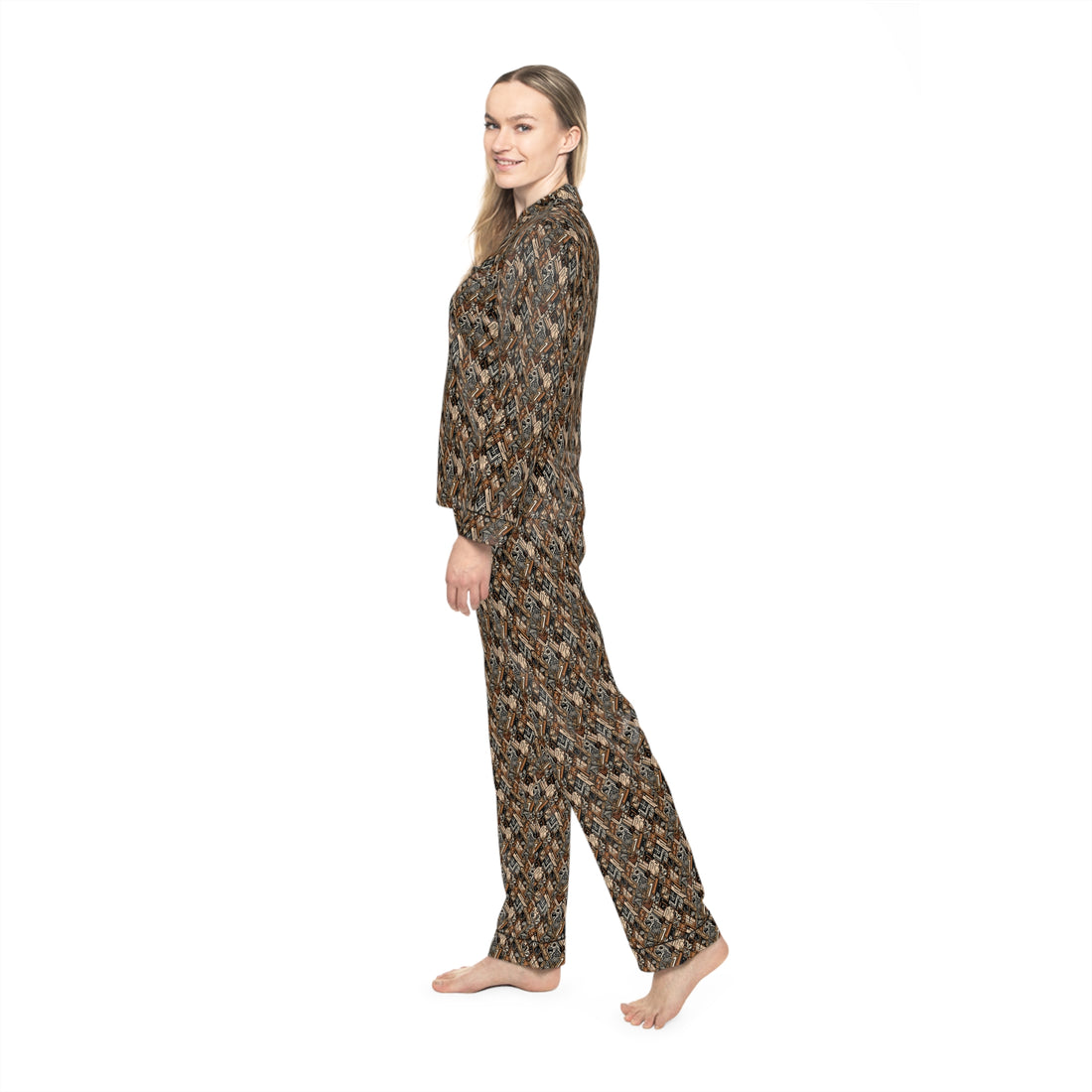 Solid Ground Women's Luxury Satin Pajamas (AOP)