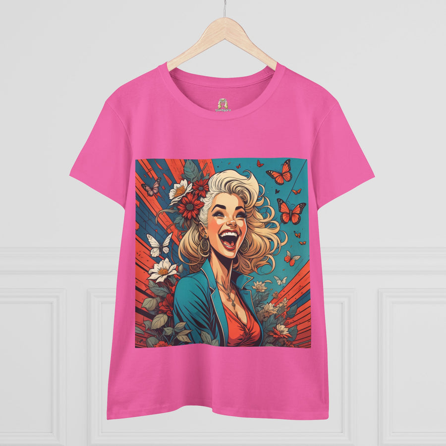 Happiness Laughter and Butterflies Marilyn Women's Midweight Cotton Tee