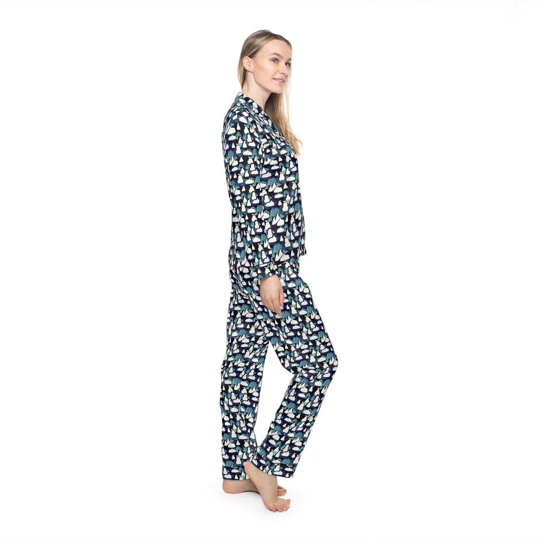 Abstract Penguin Women's Luxury Satin Pajamas