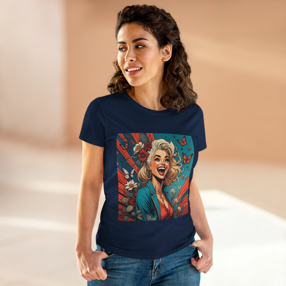 Happiness Laughter and Butterflies Marilyn Women's Midweight Cotton Tee
