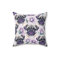 Lilac Pug Spun Polyester Square Pillow