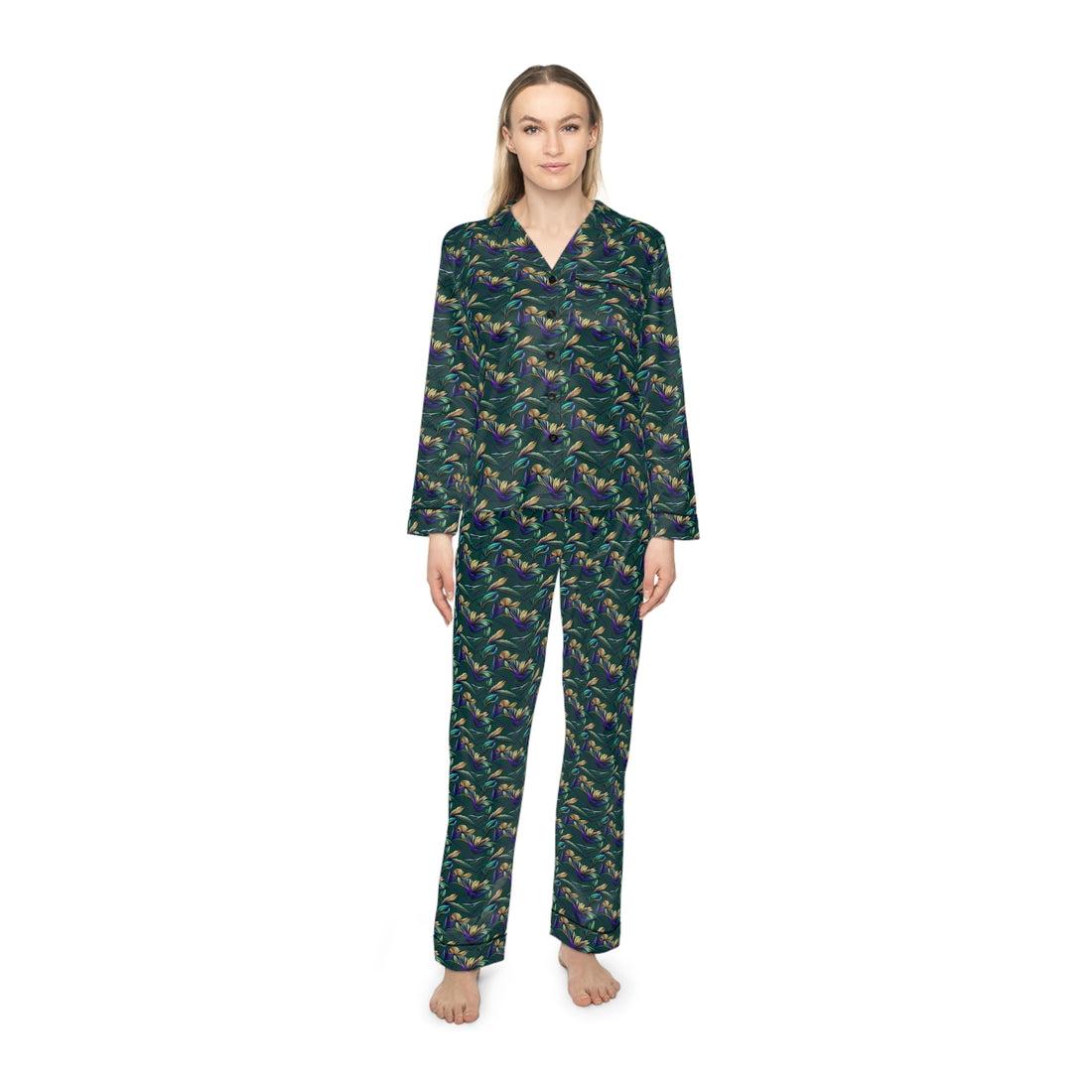 Pampas Carnivale  Women's Luxury Satin Pajamas (AOP)