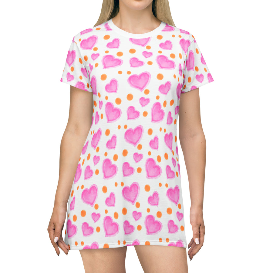 Sweetheart Nightgown T-Shirt Dress (AOP)