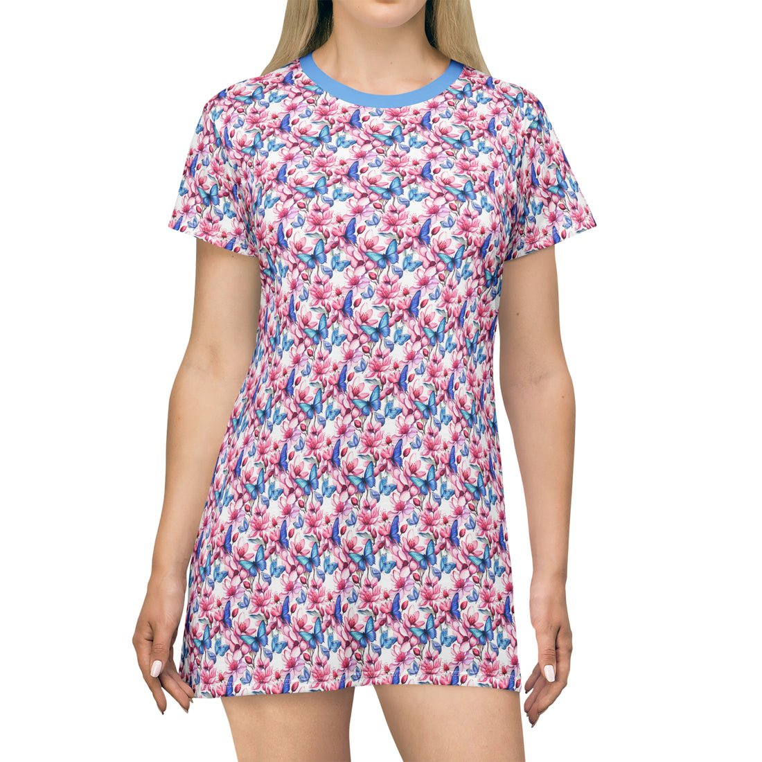 Periwinkle Paruo Sleepwear T-Shirt Dress (AOP)