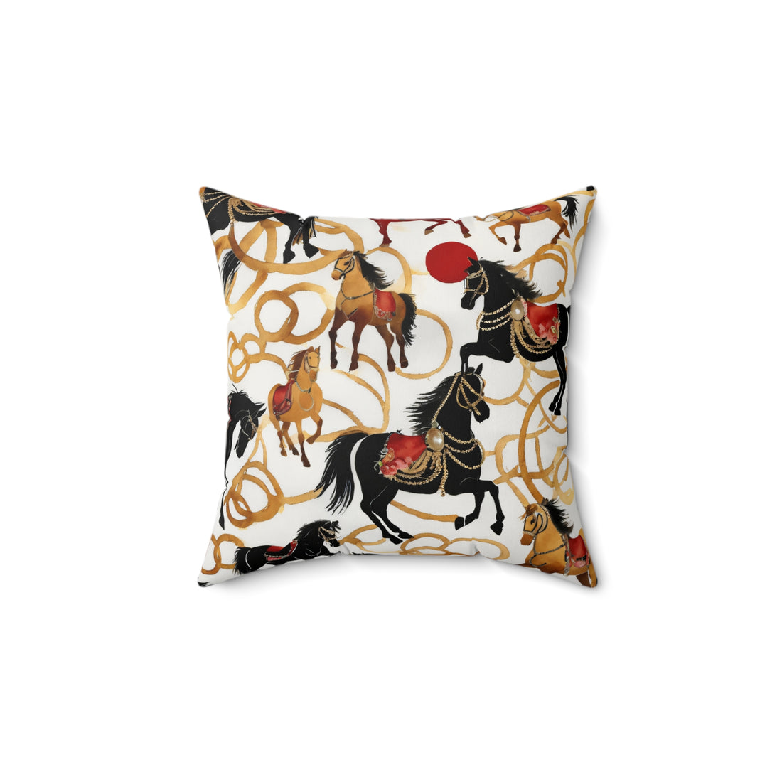 Elegant Designer Inspired Pillow With Horses and Chainlink from Yumigara