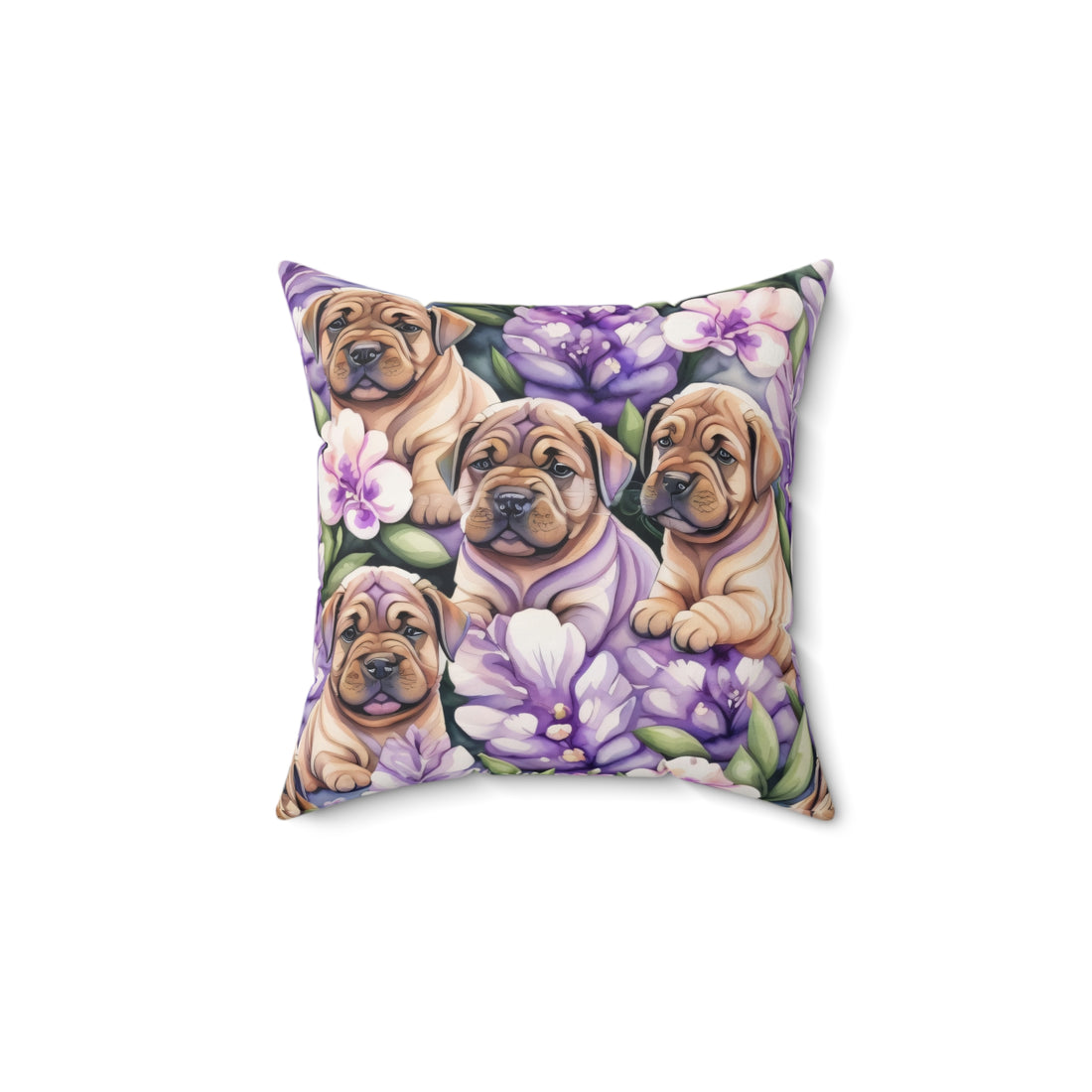 Shar-Pei Amidst Lilac Splendor Square Pillow