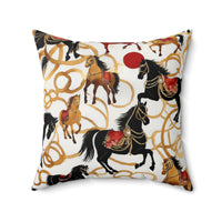 Elegant Designer Inspired Pillow With Horses and Chainlink from Yumigara