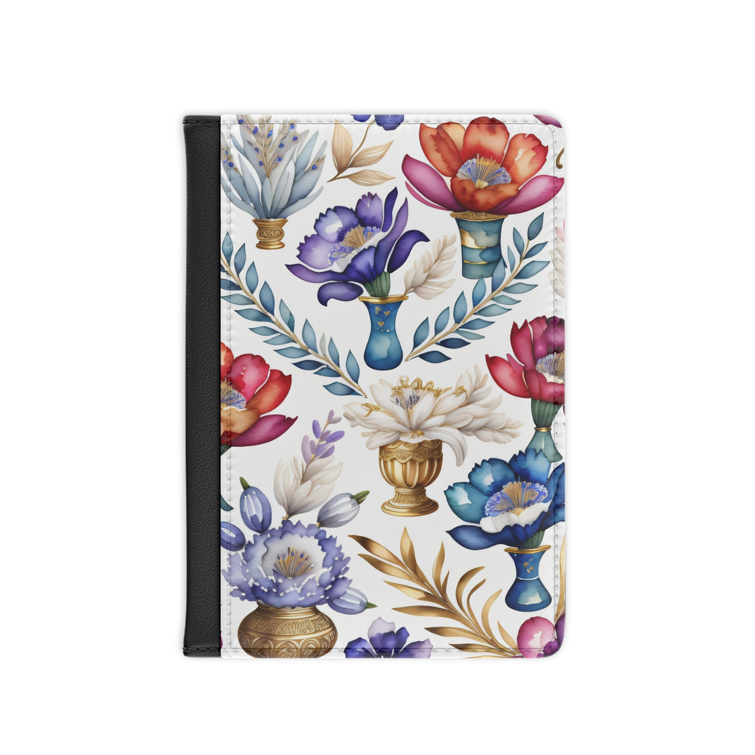 Vintage Elegance Passport Cover: Goblets, Flowers, and Ferns