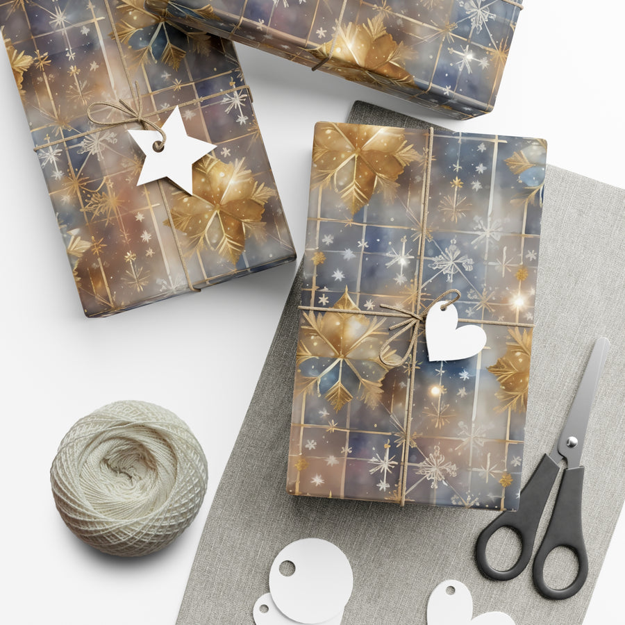 Glamorous Golden Snowflakes Wrap Papers