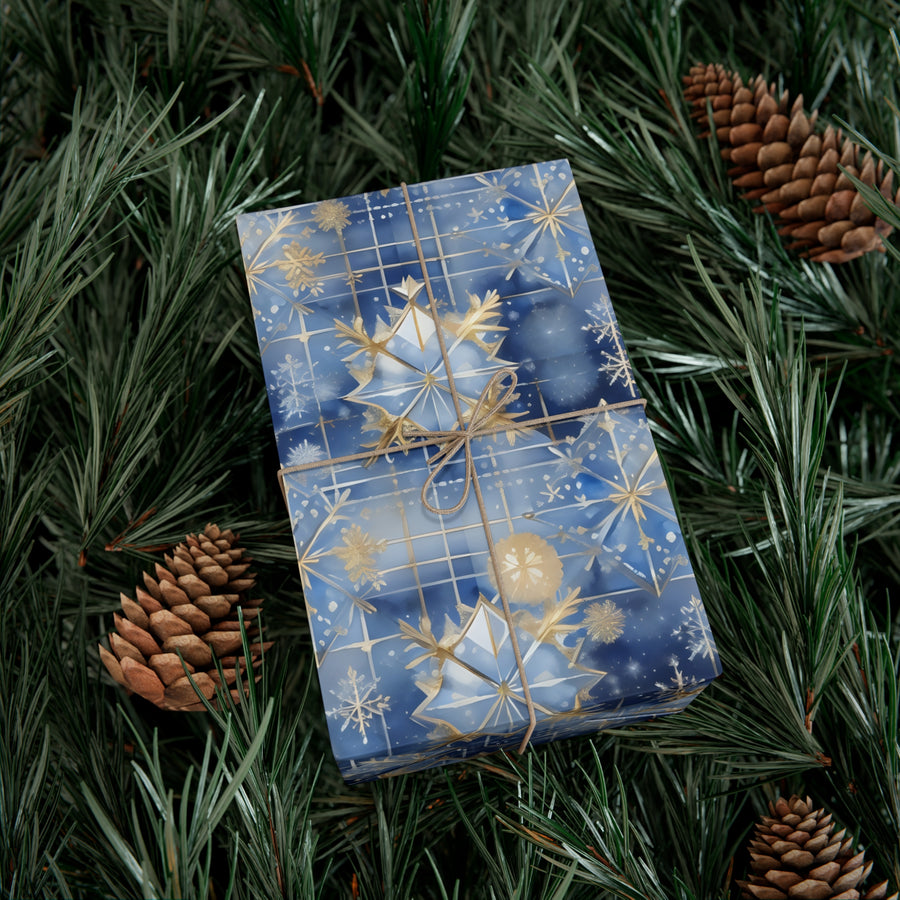 Gold Blue Magical Holiday Gift Wrap Papers