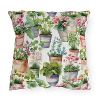 Colorful Flower Planters Patterned Outdoor Pillows