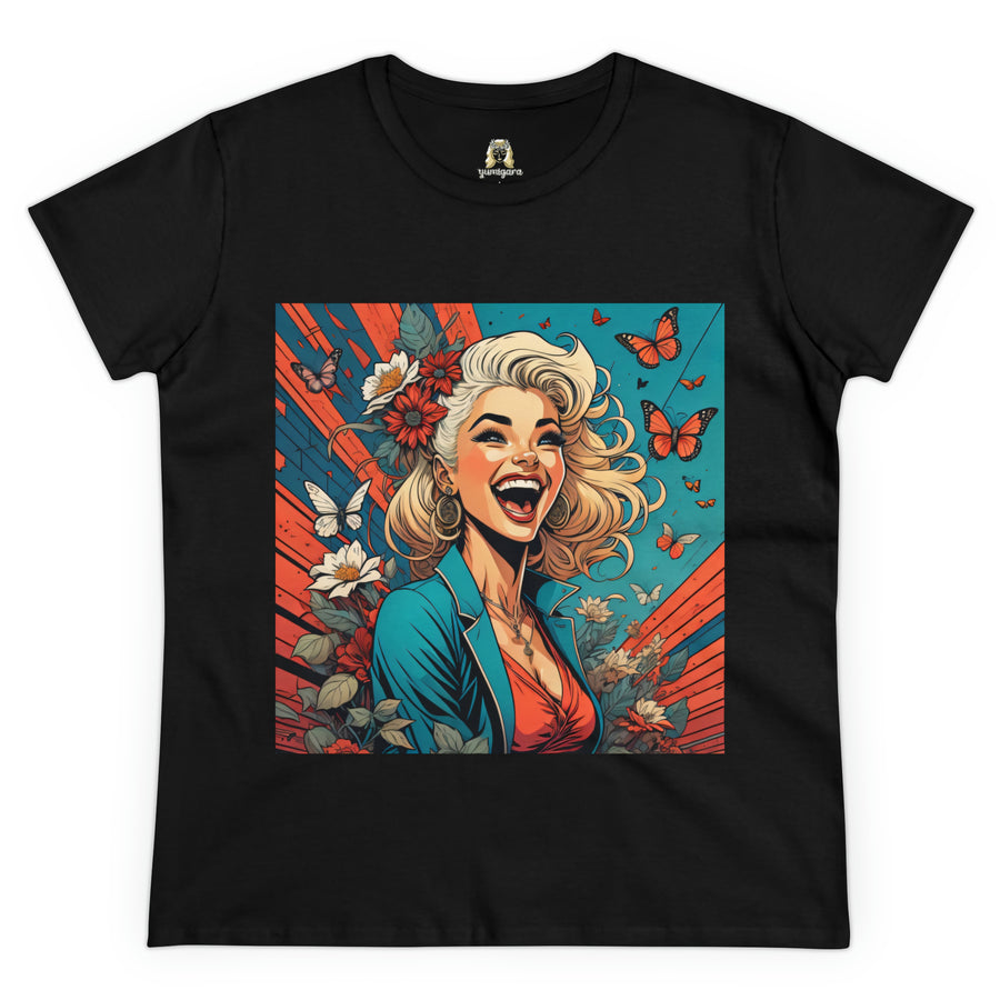 Happiness Laughter and Butterflies Marilyn Women's Midweight Cotton Tee