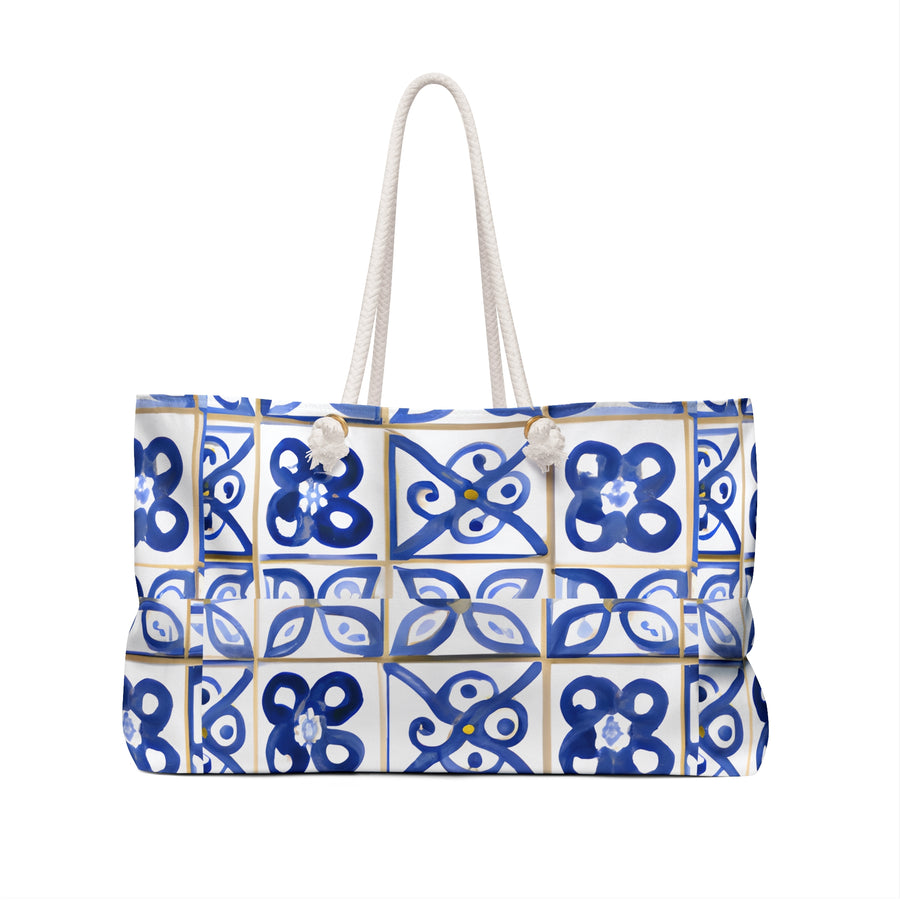 Azulejo Blue Tile Weekender Bag