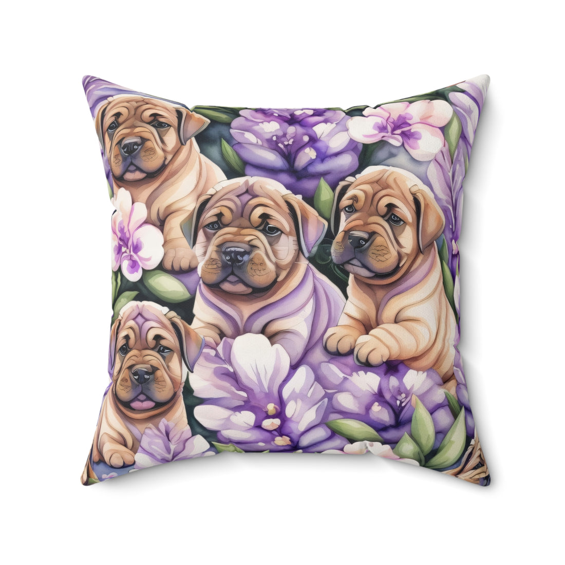 Shar-Pei Amidst Lilac Splendor Square Pillow