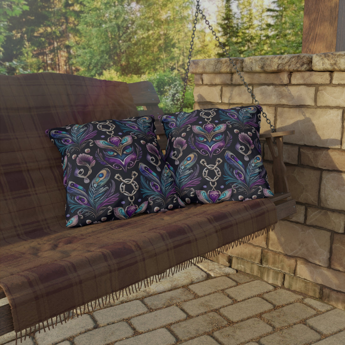 Midnight Masquerade Outdoor Pillows