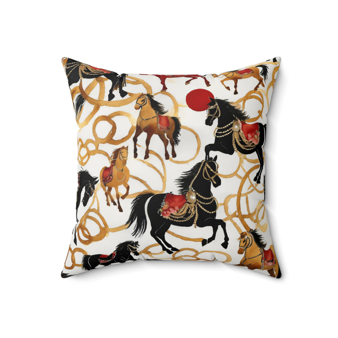 Elegant Designer Inspired Pillow With Horses and Chainlink from Yumigara