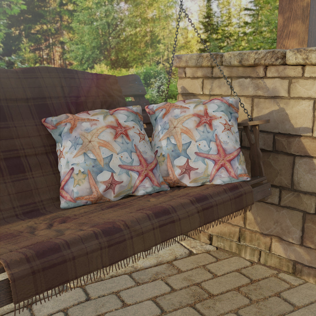 Starfish Beach Vibe Patterned Outdoor Pillows