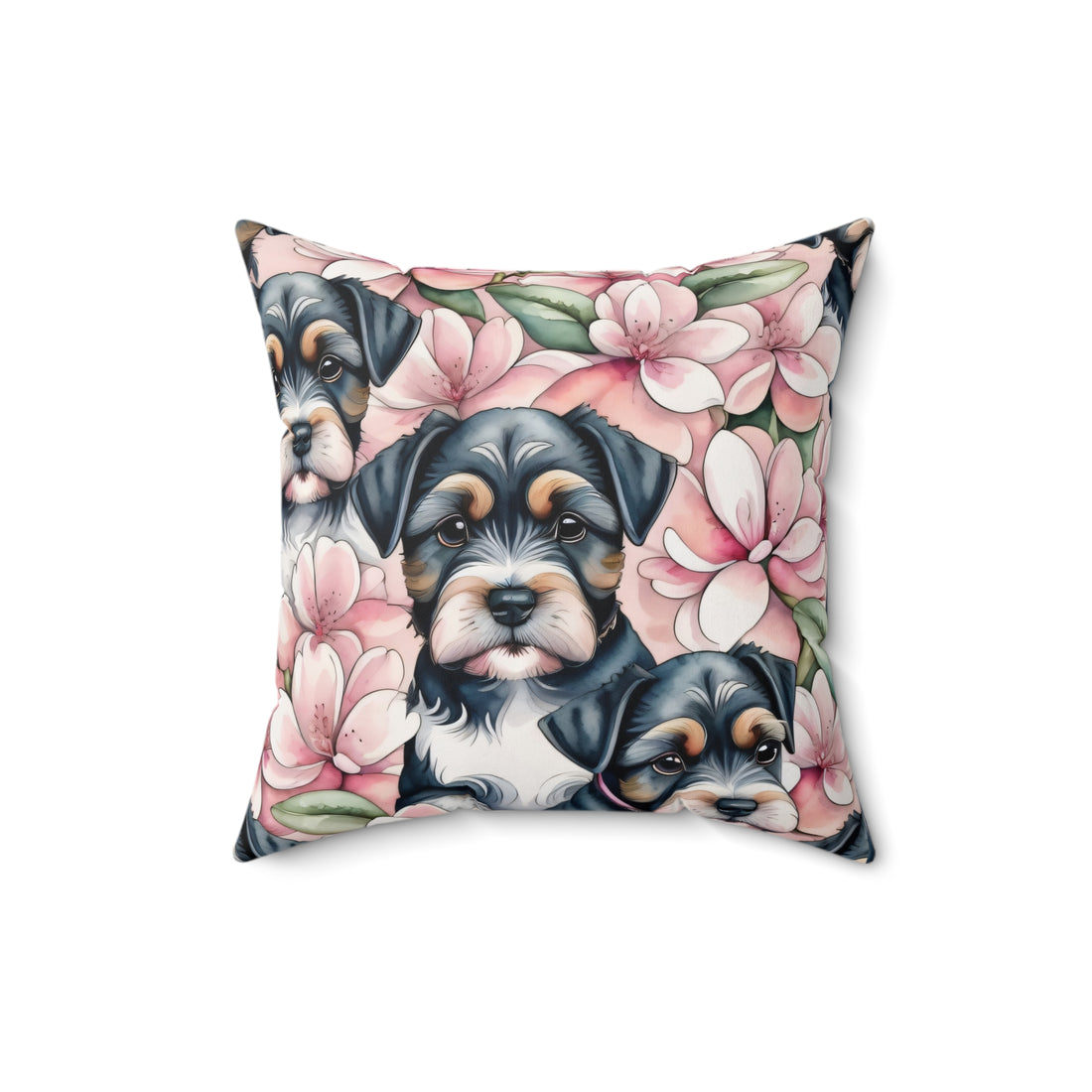 Sakura Schnauzer Magnolia Spun Polyester Square Pillow