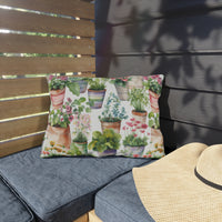 Colorful Flower Planters Patterned Outdoor Pillows