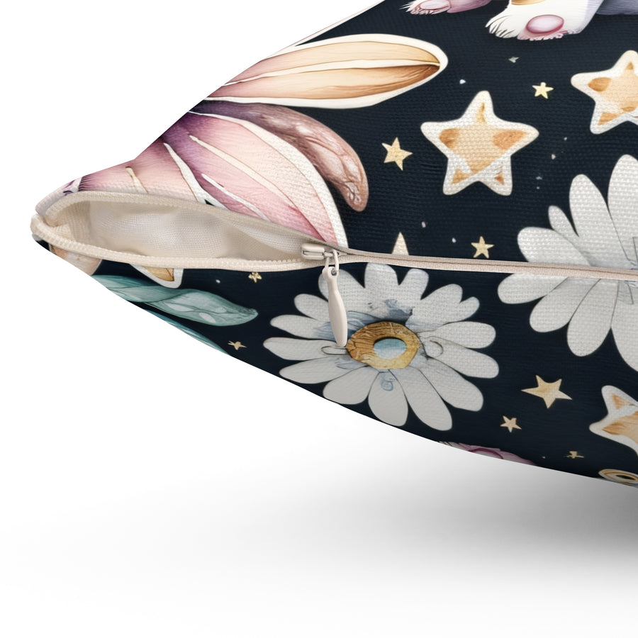 Chihuahua Daisy Midnight Stars Spun Polyester Square Pillow