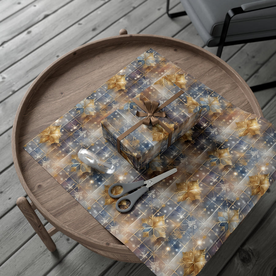 Glamorous Golden Snowflakes Wrap Papers